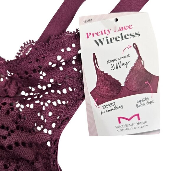 Maidenform Women's Comfort Crush Pretty Lace Lightly Lined Wireless Bra - NWT - Picture 5 of 16